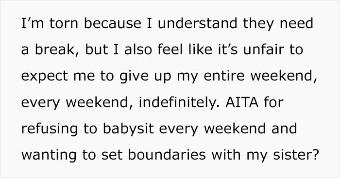 Mom Pressures Brother To Babysit Every Weekend To Help Save Her Marriage, Gets A Reality Check Mom Pressures Brother To Babysit Every Weekend To Help Save Her Marriage, Gets A Reality Check
