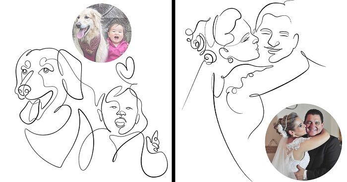 This Artist Turns Photos Into Beautiful One-Line Drawings (33 Pics)