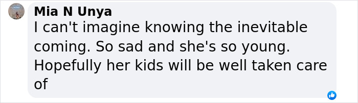 Comment showing support for a single mom raising funds after terminal diagnosis. Comment showing support for a single mom raising funds after terminal diagnosis.