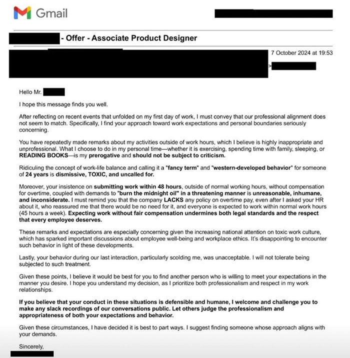 Toxic Boss Belittles Guy For Having A Life Beyond Work, He Resigns On Day One Toxic Boss Belittles Guy For Having A Life Beyond Work, He Resigns On Day One