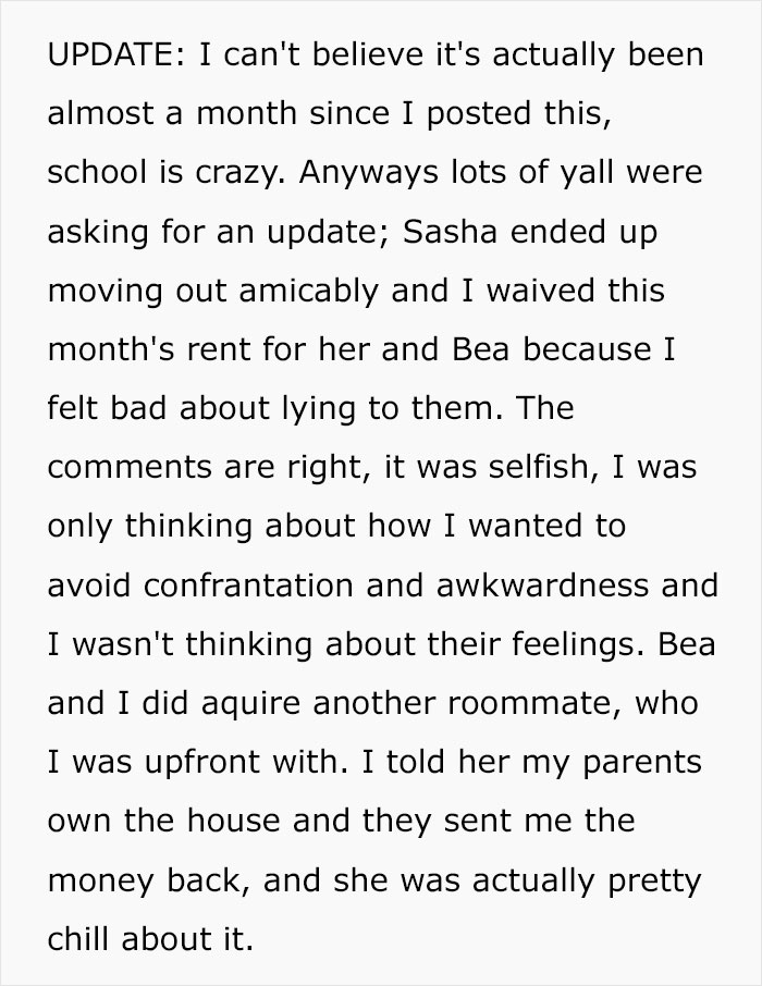Roommates Confront 18YO After Finding Out She's Their Landlord, They Gripe About Having To Pay Rent Roommates Confront 18YO After Finding Out She's Their Landlord, They Gripe About Having To Pay Rent