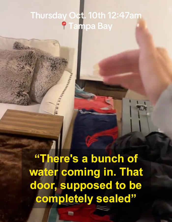 Woman Camps Out In Hallway As Hurricane Milton Seeps Through High-Rise Apartment Windows Woman Camps Out In Hallway As Hurricane Milton Seeps Through High-Rise Apartment Windows