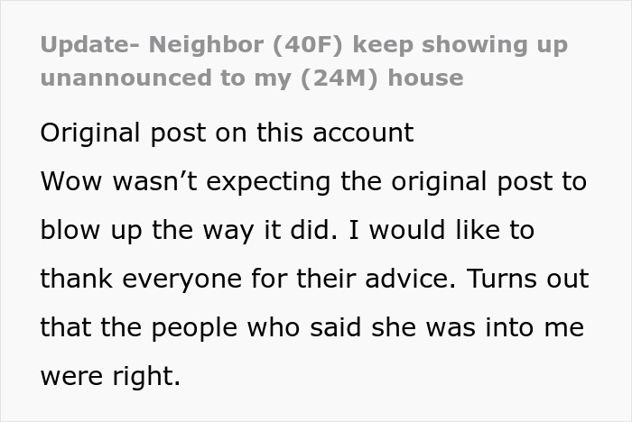 Text about HOA president's unannounced visits and surprising online response. Text about HOA president's unannounced visits and surprising online response.