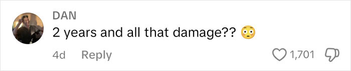 Comment questioning damage on $1,600,000 home built 2 years ago, with shocked emoji and engagement metrics. Comment questioning damage on $1,600,000 home built 2 years ago, with shocked emoji and engagement metrics.