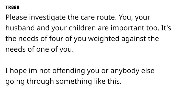 Comment discussing care for autistic son’s aggression impacting family. Comment discussing care for autistic son’s aggression impacting family.