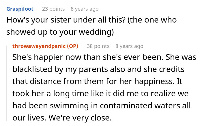 Old-School Parents Skip Daughter's Wedding Over Silly Tradition, She Bans Them From Seeing Her Child Old-School Parents Skip Daughter's Wedding Over Silly Tradition, She Bans Them From Seeing Her Child