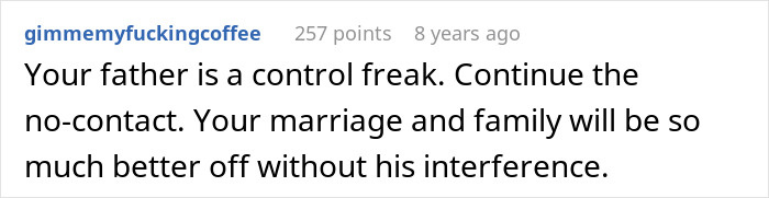 Old-School Parents Skip Daughter's Wedding Over Silly Tradition, She Bans Them From Seeing Her Child Old-School Parents Skip Daughter's Wedding Over Silly Tradition, She Bans Them From Seeing Her Child