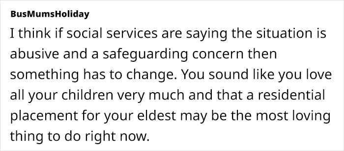 Social services advice on autistic son's aggression and family safety concerns shared in online comment. Social services advice on autistic son's aggression and family safety concerns shared in online comment.
