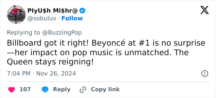 Tweet discusses Taylor Swift fans upset over her being ranked #2 by Billboard, praising Beyoncé at #1 in popstar ranking. Tweet discusses Taylor Swift fans upset over her being ranked #2 by Billboard, praising Beyoncé at #1 in popstar ranking.