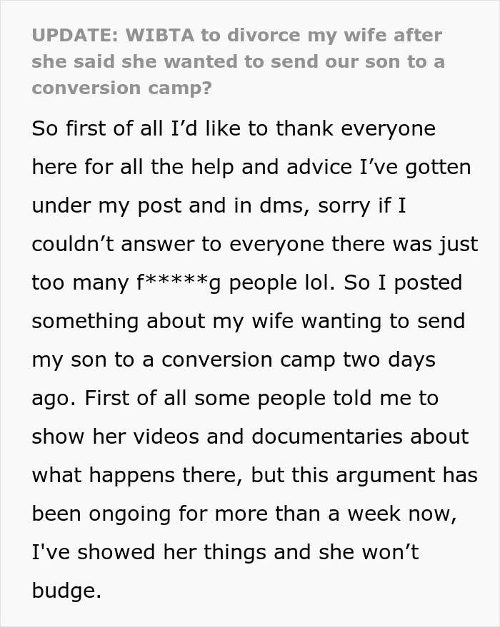 “I Want A Divorce ASAP”: Mom’s ‘Solution’ For Gay Son Stuns Husband, Violence Ensues “I Want A Divorce ASAP”: Mom’s ‘Solution’ For Gay Son Stuns Husband, Violence Ensues