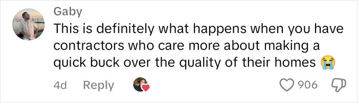 Comment criticizes the condition of a $1,600,000 home built 2 years ago, expressing concern over construction quality. Comment criticizes the condition of a $1,600,000 home built 2 years ago, expressing concern over construction quality.