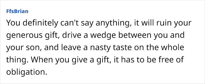 MIL Is Upset Her Son Shared His Gift With His Wife: "I Meant The Gift To Be Just For Him" MIL Is Upset Her Son Shared His Gift With His Wife: "I Meant The Gift To Be Just For Him"