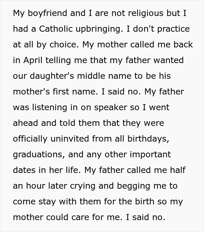 Old-School Parents Skip Daughter's Wedding Over Silly Tradition, She Bans Them From Seeing Her Child Old-School Parents Skip Daughter's Wedding Over Silly Tradition, She Bans Them From Seeing Her Child