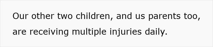 Text about siblings and parents being injured by an autistic son's aggression. Text about siblings and parents being injured by an autistic son's aggression.