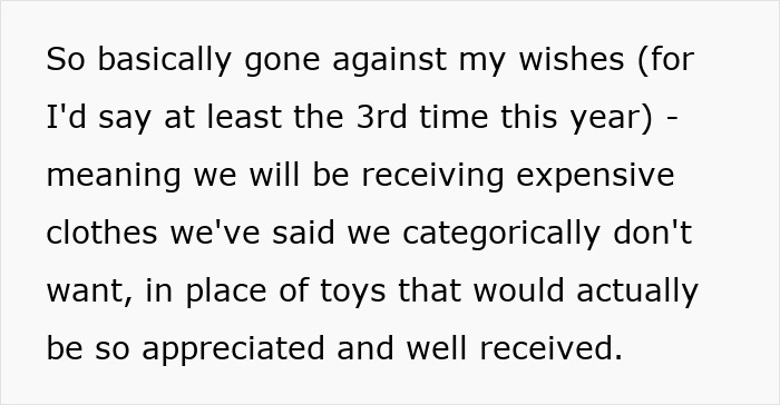 Lady Looks Gift Horse In The Mouth After MIL Gifts Grandchild Clothes, Not Toys, Netizens Slam Her Lady Looks Gift Horse In The Mouth After MIL Gifts Grandchild Clothes, Not Toys, Netizens Slam Her