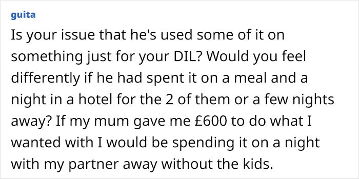 MIL Is Upset Her Son Shared His Gift With His Wife: "I Meant The Gift To Be Just For Him" MIL Is Upset Her Son Shared His Gift With His Wife: "I Meant The Gift To Be Just For Him"