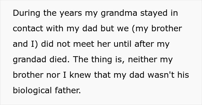 Text reveals grandma's secret about inheritance and family truths after her death. Text reveals grandma's secret about inheritance and family truths after her death.