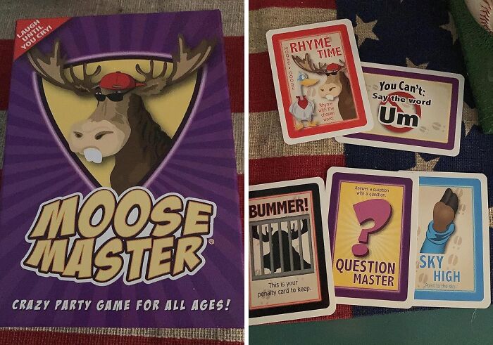Moose Master compact and straightforward party game cards for all ages featuring fun challenges and penalties.