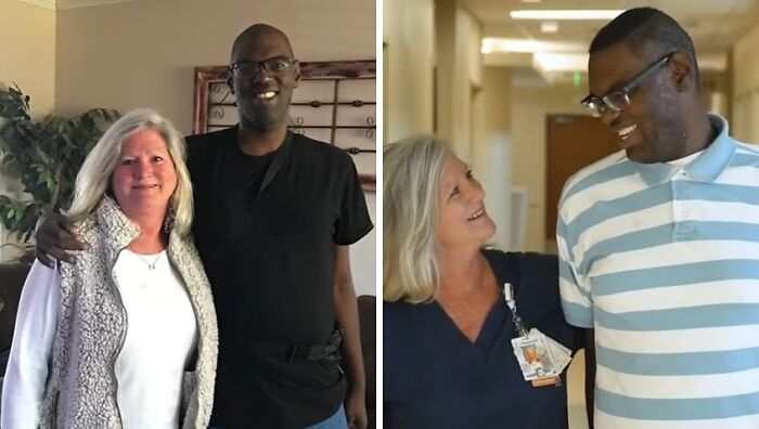 Two people smiling and embracing, conveying joy in wholesome adoption stories.