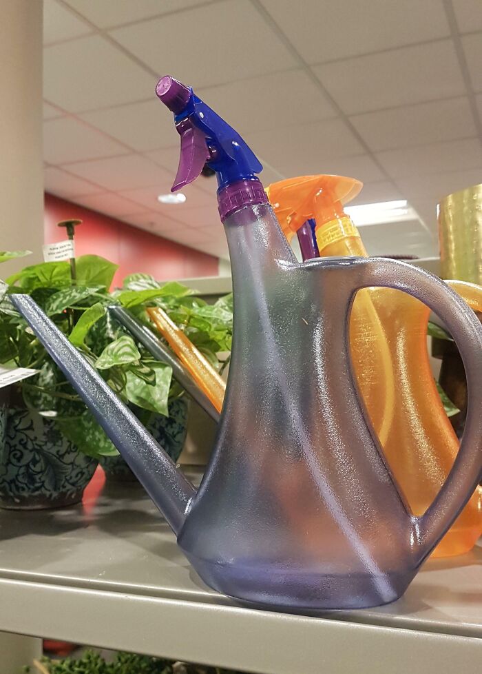 Innovative spray bottle watering can design on display, highlighting creative excellence.