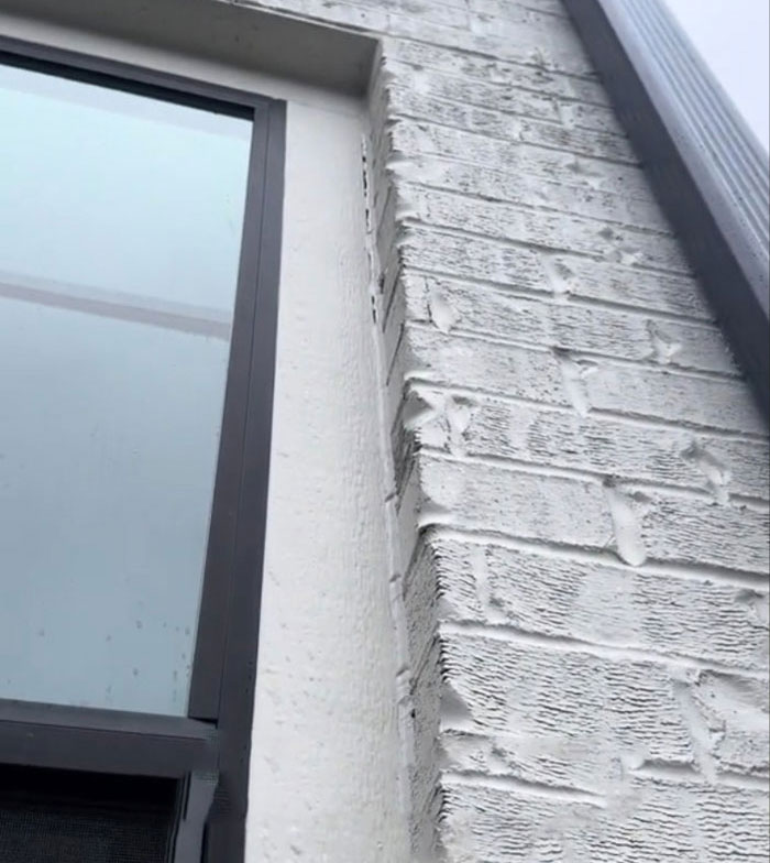 Exterior corner of a two-year-old $1,600,000 home showing poor construction condition. Exterior corner of a two-year-old $1,600,000 home showing poor construction condition.