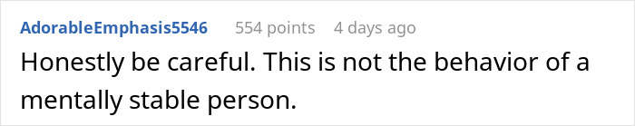 Comment discussing HOA president's behavior, warning about stability concerns. Comment discussing HOA president's behavior, warning about stability concerns.