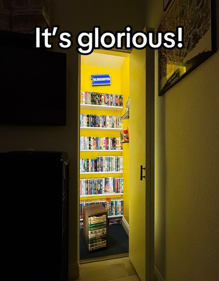 Man Creates Blockbuster VHS Store In His Tiny Bedroom Closet, Says "This Is Art" Man Creates Blockbuster VHS Store In His Tiny Bedroom Closet, Says "This Is Art"