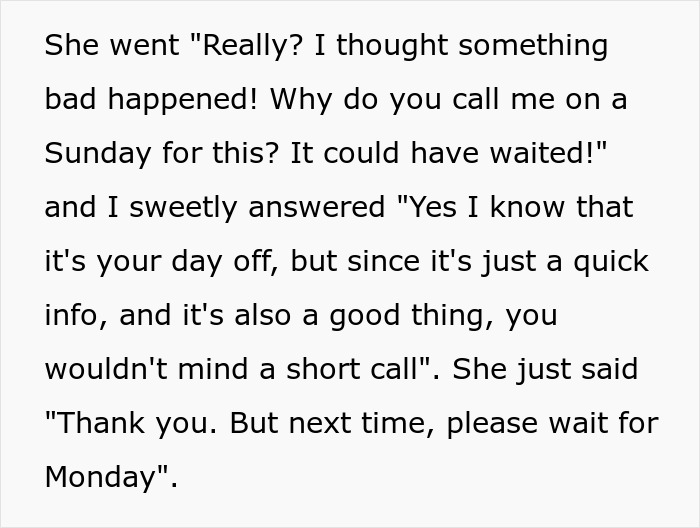 “I Know That It's Your Day Off, But”: Employee Teaches Boss To Never Bother Them On Days Off “I Know That It's Your Day Off, But”: Employee Teaches Boss To Never Bother Them On Days Off