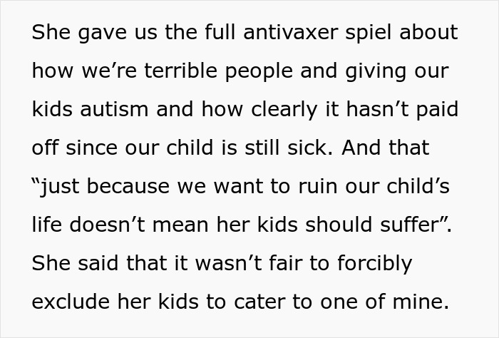 Mom Refuses To Accommodate Anti-Vax Sister’s Kids By Excluding Her Own “Sick” Son From Wedding Mom Refuses To Accommodate Anti-Vax Sister’s Kids By Excluding Her Own “Sick” Son From Wedding