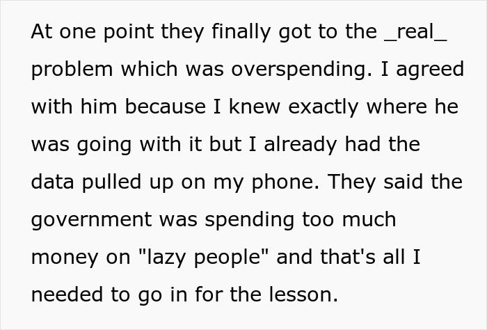Text discussing overspending and government money on "lazy people," ready for a factual rebuttal. Text discussing overspending and government money on "lazy people," ready for a factual rebuttal.