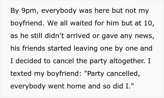 Woman Cancels BF’s Party Because He Was Late, Gets A Text From His Mom Woman Cancels BF’s Party Because He Was Late, Gets A Text From His Mom