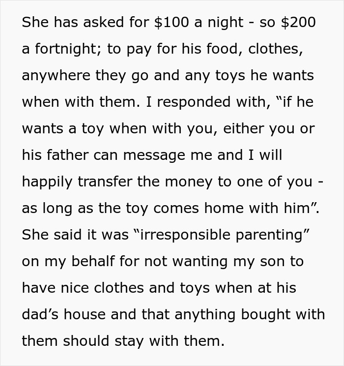 Stepmom Asks To Be Paid $100 A Night For When Fiancé's Son Is At Theirs, Gets A Reality Check Stepmom Asks To Be Paid $100 A Night For When Fiancé's Son Is At Theirs, Gets A Reality Check