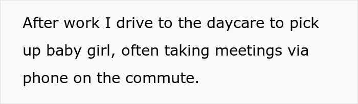 Text about post-work routine including daycare pickup and phone meetings, related to attempted manipulation and called bluff. Text about post-work routine including daycare pickup and phone meetings, related to attempted manipulation and called bluff.