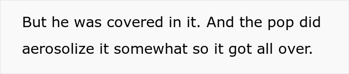 Text snippet discussing the aftermath of using a prank involving aerosolized spray. Text snippet discussing the aftermath of using a prank involving aerosolized spray.