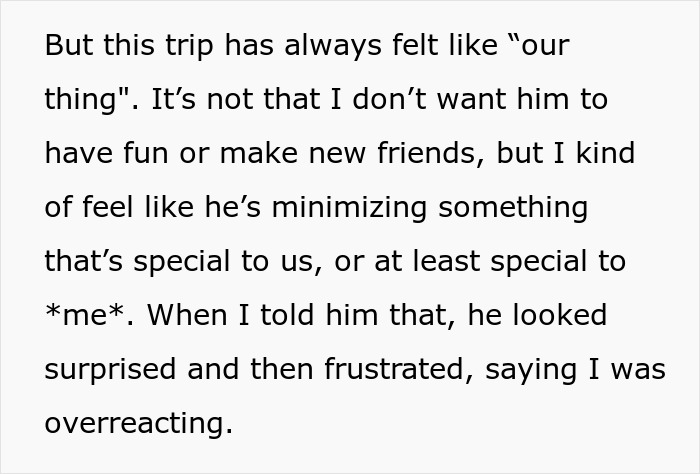 Text discussing family tradition and new friendship conflict. Text discussing family tradition and new friendship conflict.