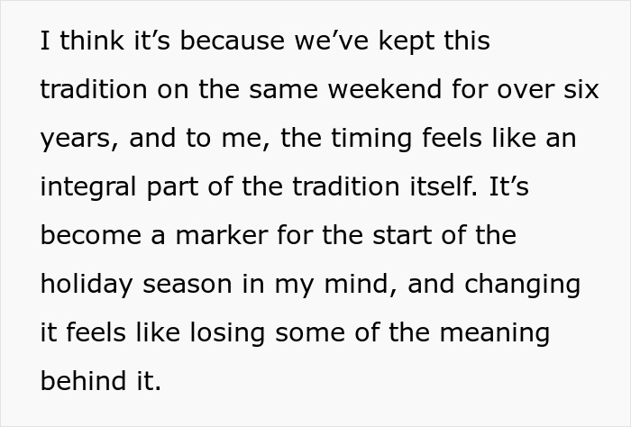 Text highlighting family tradition's significance and timing. Text highlighting family tradition's significance and timing.