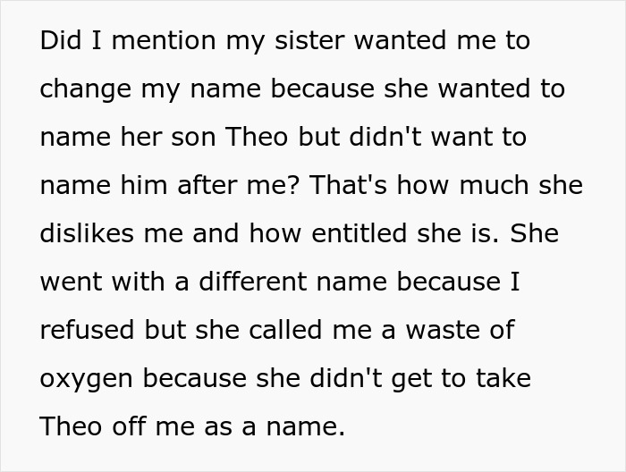 Text message discussing a situation where a woman pushes her teen brother to change his name for her baby. Text message discussing a situation where a woman pushes her teen brother to change his name for her baby.