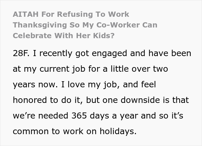 Mom Wants Coworker To Cover Her On Holiday Because She Doesn’t Have Kids, Gets A Reality Check Mom Wants Coworker To Cover Her On Holiday Because She Doesn’t Have Kids, Gets A Reality Check