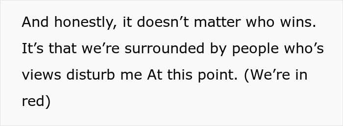 Text excerpt about a woman's concern over others' disturbing views during a critical discussion on starting a family. Text excerpt about a woman's concern over others' disturbing views during a critical discussion on starting a family.