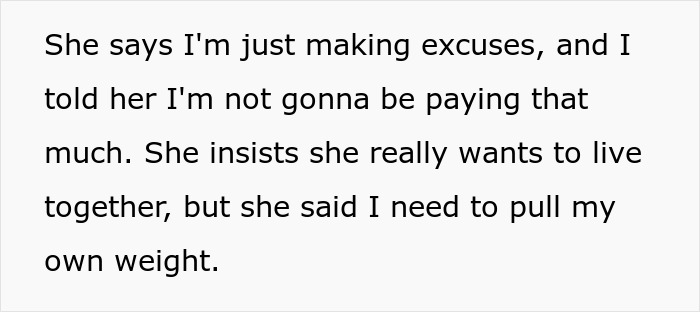 Man Draws The Line At Girlfriend's Insane Rent Request: “She Says I’m Just Making Excuses” Man Draws The Line At Girlfriend's Insane Rent Request: “She Says I’m Just Making Excuses”