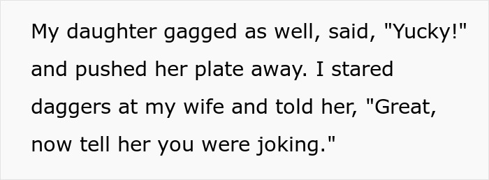 Text snippet about food complaints leading to family tension at the dinner table. Text snippet about food complaints leading to family tension at the dinner table.
