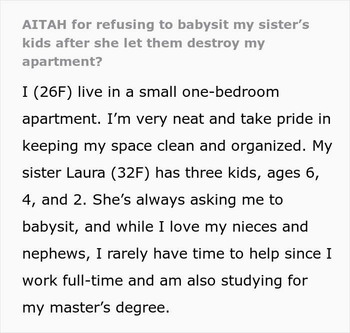 Kids Completely Wreck Aunt’s Apartment, Mom Gets Defensive When She Loses Her Free Babysitter Kids Completely Wreck Aunt’s Apartment, Mom Gets Defensive When She Loses Her Free Babysitter