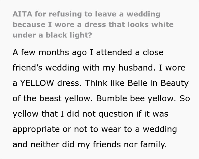 “Incredibly Embarrassed”: Woman’s Dress Changes Color At The Wedding, Is Told To Get Out “Incredibly Embarrassed”: Woman’s Dress Changes Color At The Wedding, Is Told To Get Out