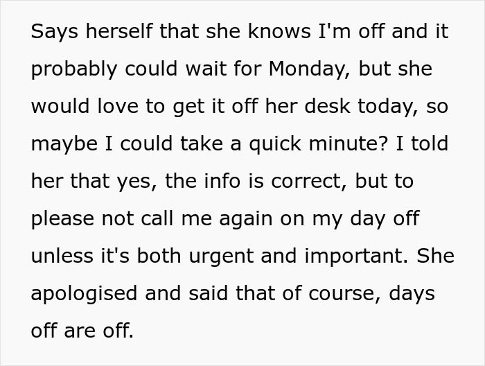 “I Know That It's Your Day Off, But”: Employee Teaches Boss To Never Bother Them On Days Off “I Know That It's Your Day Off, But”: Employee Teaches Boss To Never Bother Them On Days Off