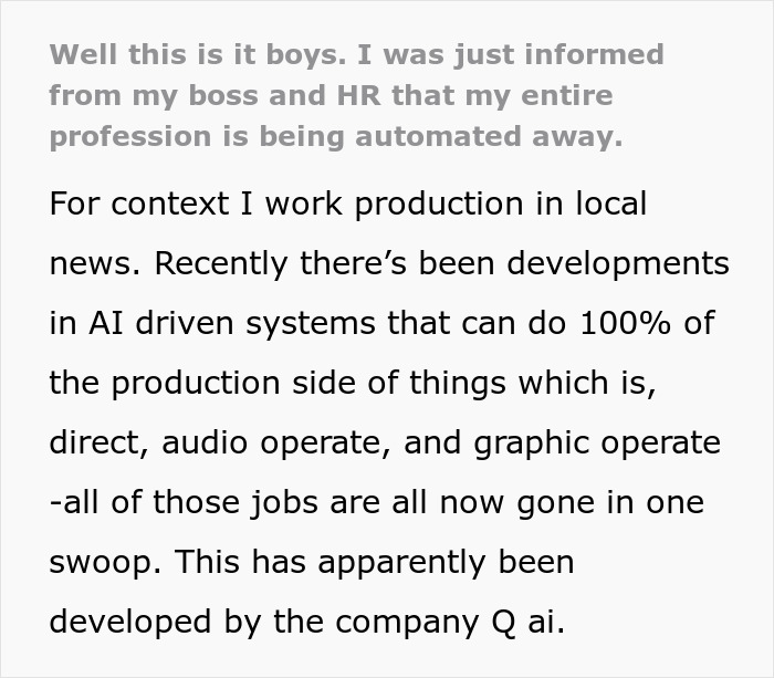 “Gone In One Swoop”: 20 People Lose Their Jobs To AI Overnight “Gone In One Swoop”: 20 People Lose Their Jobs To AI Overnight