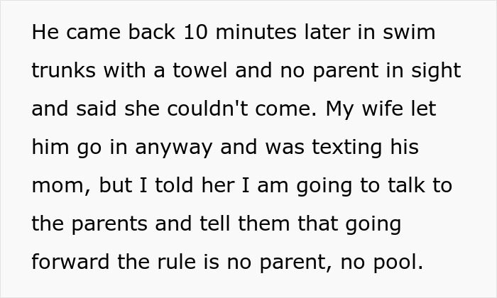 Text describing a child at a pool alone, emphasizing the importance of parental supervision. Text describing a child at a pool alone, emphasizing the importance of parental supervision.
