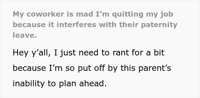 Man Furious At Childfree Coworker For Ruining His Paternity Leave, Gets A Reality Check Man Furious At Childfree Coworker For Ruining His Paternity Leave, Gets A Reality Check