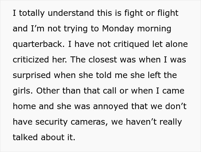 Text about a wife reacting to a potential invasion, leaving without her twin babies; husband reflects. Text about a wife reacting to a potential invasion, leaving without her twin babies; husband reflects.