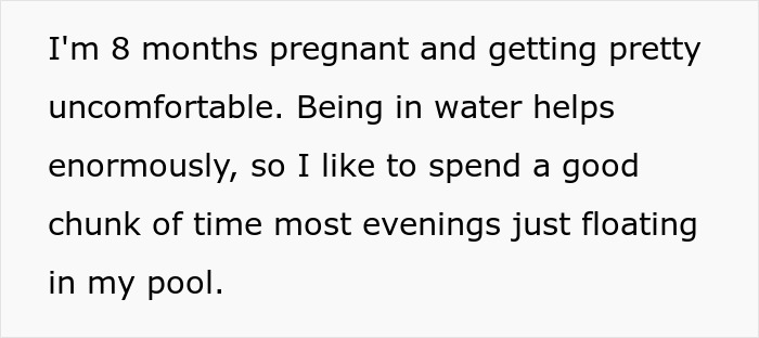 Husband Laughs After Neighbor Asks His Pregnant Wife To Cover Up While Swimming In Her Own Pool Husband Laughs After Neighbor Asks His Pregnant Wife To Cover Up While Swimming In Her Own Pool
