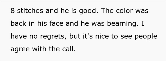 Employee receives 8 stitches, recovering well after hospital visit, with supporters agreeing on the decision to call an ambulance. Employee receives 8 stitches, recovering well after hospital visit, with supporters agreeing on the decision to call an ambulance.